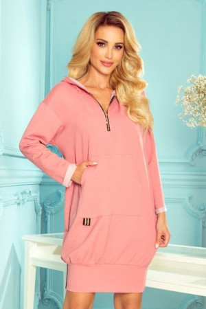 330-1 Bluza kangurka z kapturem i kieszeniami - ciemny BRUDNY RÓŻ S