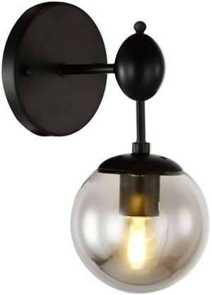 Lampa Ścienna Kinkiet Szklana Kula Black Vintage