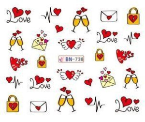 Wodne naklejki paznokcie  serca love  BN-738