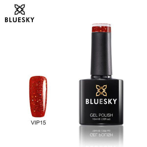 Lakier hybrydowy Bluesky VIP 15 10ml CZERWONY BROKATOWY POMARAŃCZOWY