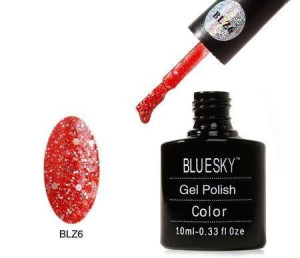 Lakier hybrydowy Bluesky Gel Polish 10ml  BLZ 06 10ml BROKATOWY CZERWONY