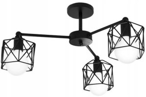 Lampa Wisząca Sufitowa Metalowa Czarna 3-ramienna
