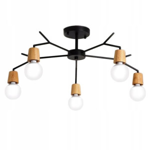 Lampa Sufitowa Wisząca Skandynawska Loft Drewno 5