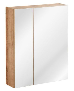 Podwieszana szafka łazienkowa z lustrem - Malta 5X Dąb 60 cm