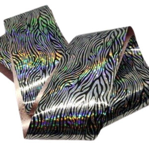 Folia transferowa paznokci nr 5 zebra srebrna holo