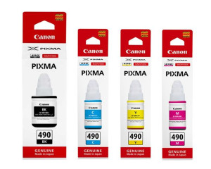 4x Canon GI-490 CMYK Oryg. Pixma G1400 G2400 G3400
