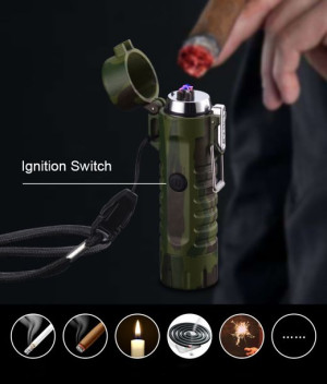 Zapalniczka Plazma Survival Wodoodporna Latarka Zielona Usb Dkf-16