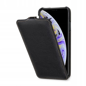 etui Skóra Czarne klapka iPhone XS Max - STILGUT