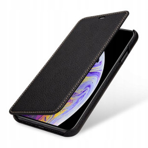 etui Skóra Czarna z klapką iPhone XS Max - STILGUT