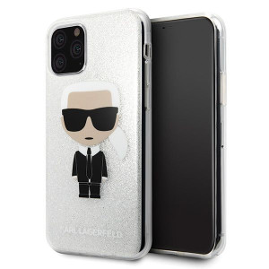 KARL GLITTER ICONIC etui do iPhone 11 Pro - SILVER
