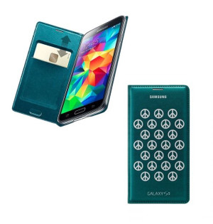 Samsung Flip Wallet Moschino Etui Do Samsung Galaxy S5 G900 - Green / Silve