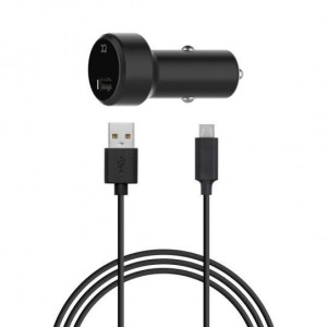 XQISIT Ładowarka samochodowa 2.4A Fast Charge + kabel MicroUSB - BLACK
