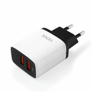 Ładowarka sieciowa VIDVIE PLE216 2xUSB + kabel Typ C 2.4A biały/czarny