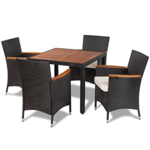 5-cz. zestaw mebli ogrodowych z poduszkami, rattan PE, czarny