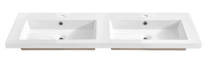 Podwójna biała umywalka ceramiczna 120 cm - Avio