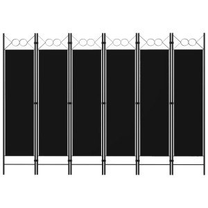 Parawan 6-panelowy, czarny, 240 x 180 cm