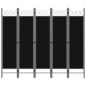 Parawan 5-panelowy, czarny, 200 x 180 cm