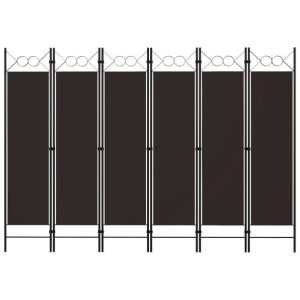 Parawan 6-panelowy, brązowy, 240 x 180 cm