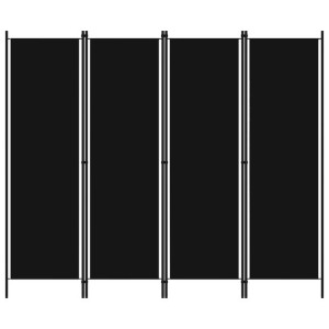 Parawan 4-panelowy, czarny, 200 x 180 cm