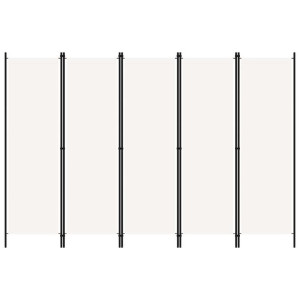 Parawan 5-panelowy, kremowy, 250 x 180 cm