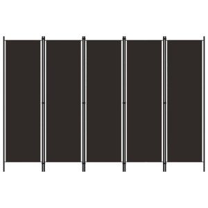 Parawan 5-panelowy, brązowy, 250 x 180 cm