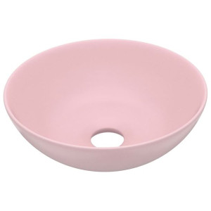 Umywalka łazienkowa, ceramiczna, matowy róż, okrągła