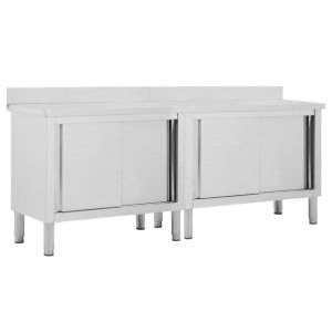 Stoły robocze, przesuwne drzwi, 2 szt., 200x50x95 cm, stal