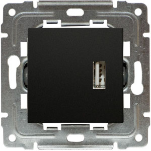 Gniazdo multimedialne USB czarny mat
