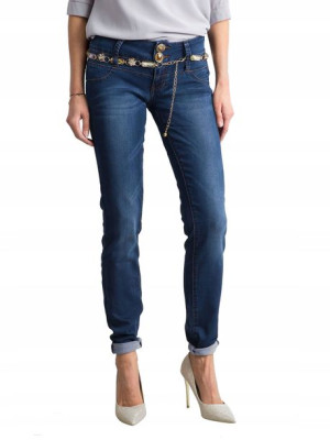 Granatowe Spodnie Damskie Jeansowe Jeansy Jeans Xs