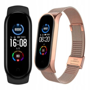 Xiaomi Mi Band 5 + Folia + Bransoleta Gold Rose