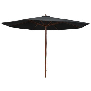 Parasol ogrodowy na drewnianym słupku, 350 cm, czarny