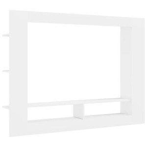 Szafka TV, wysoki połysk, biała, 152x22x113 cm, płyta wiórowa