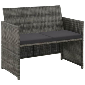 2-osobowa sofa ogrodowa z poduszkami, polirattan, szara