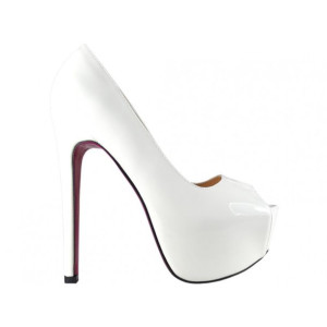 Białe szpilki na platformie high heels lakierowane 38