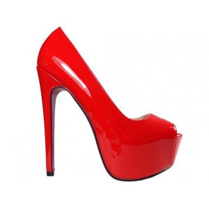 Czerwone szpilki na platformie lakierowane high heels 40