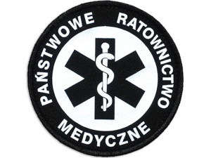 Emblemat odblaskowy PAŃSTWOWE RATOWNICTWO MEDYCZNE na rzepie 8,5 cm