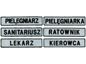 Imiennik FUNKCYJNY odblaskowy haftowany na rzepie 10 x 2 cm