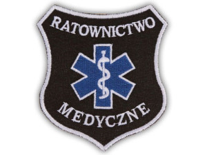 Emblemat RATOWNICTWO MEDYCZNE tarcza czarna