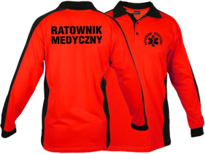 Koszulka ratownicza Polo FLUO męska FUNKCYJNA z długim rękawem