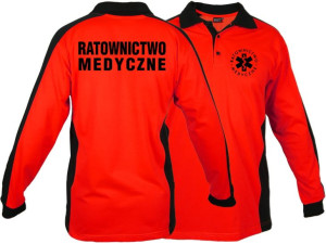 Koszulka ratownicza Polo FLUO męska FUNKCYJNA z długim rękawem