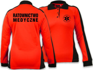 Koszulka ratownicza Polo FLUO damska FUNKCYJNA z długim rękawem