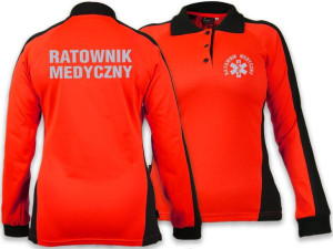 Koszulka ratownicza Polo FLUO damska odblaskowa FUNKCYJNA z długim rękawem