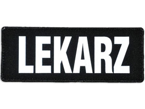 Emblemat LEKARZ odblaskowy na rzepie 13 x 5 cm