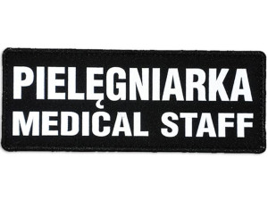 Emblemat PIELĘGNIARKA MEDICAL STAFF odblaskowy na rzepie 13 x 5 cm