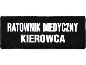 Emblemat RATOWNIK MEDYCZNY KIEROWCA odblaskowy na rzepie 13 x 5 cm