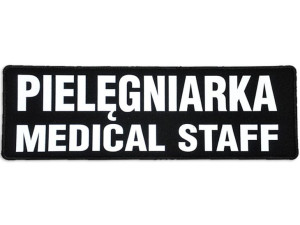 Emblemat PIELĘGNIARKA MEDICAL STAFF odblaskowy na rzepie 31 x 10 cm