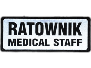 Emblemat RATOWNIK MEDICAL STAFF odblaskowy na rzepie 13 x 5 cm NOWY