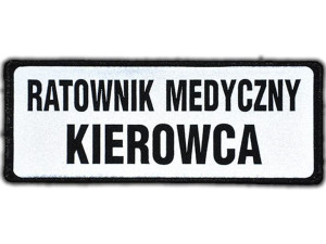 Emblemat RATOWNIK MEDYCZNY KIEROWCA odblaskowy na rzepie 13 x 5 cm NOWY