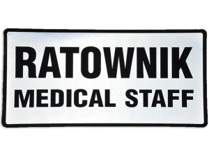 Emblemat RATOWNIK MEDICAL STAFF odblaskowy na rzepie 31 x 15 cm NOWY