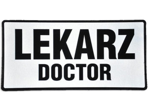 Emblemat LEKARZ DOCTOR odblaskowy na rzepie 31 x 15 cm NOWY